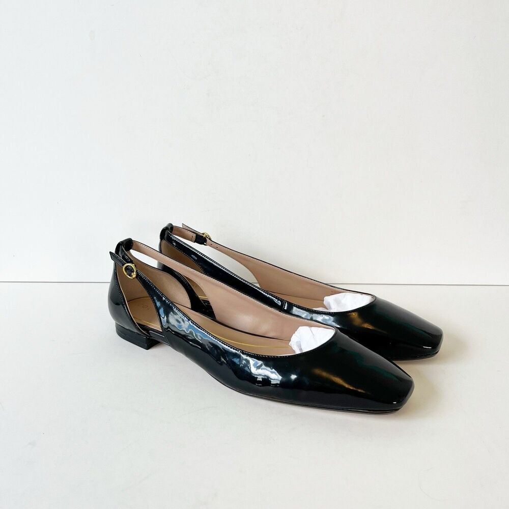Cole Haan Bria Cutout Flats Patent Leather Black Office Career Size 11B NWOB